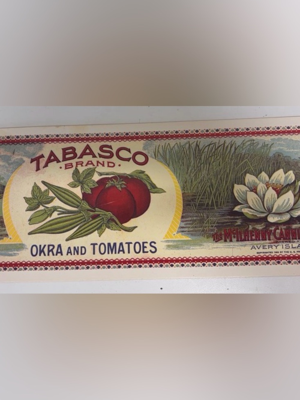 Vintage Tabasco Brand Okra and Tomatoes Label Postcard